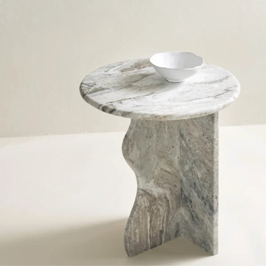 Al - Badi Grey Marble Side Table