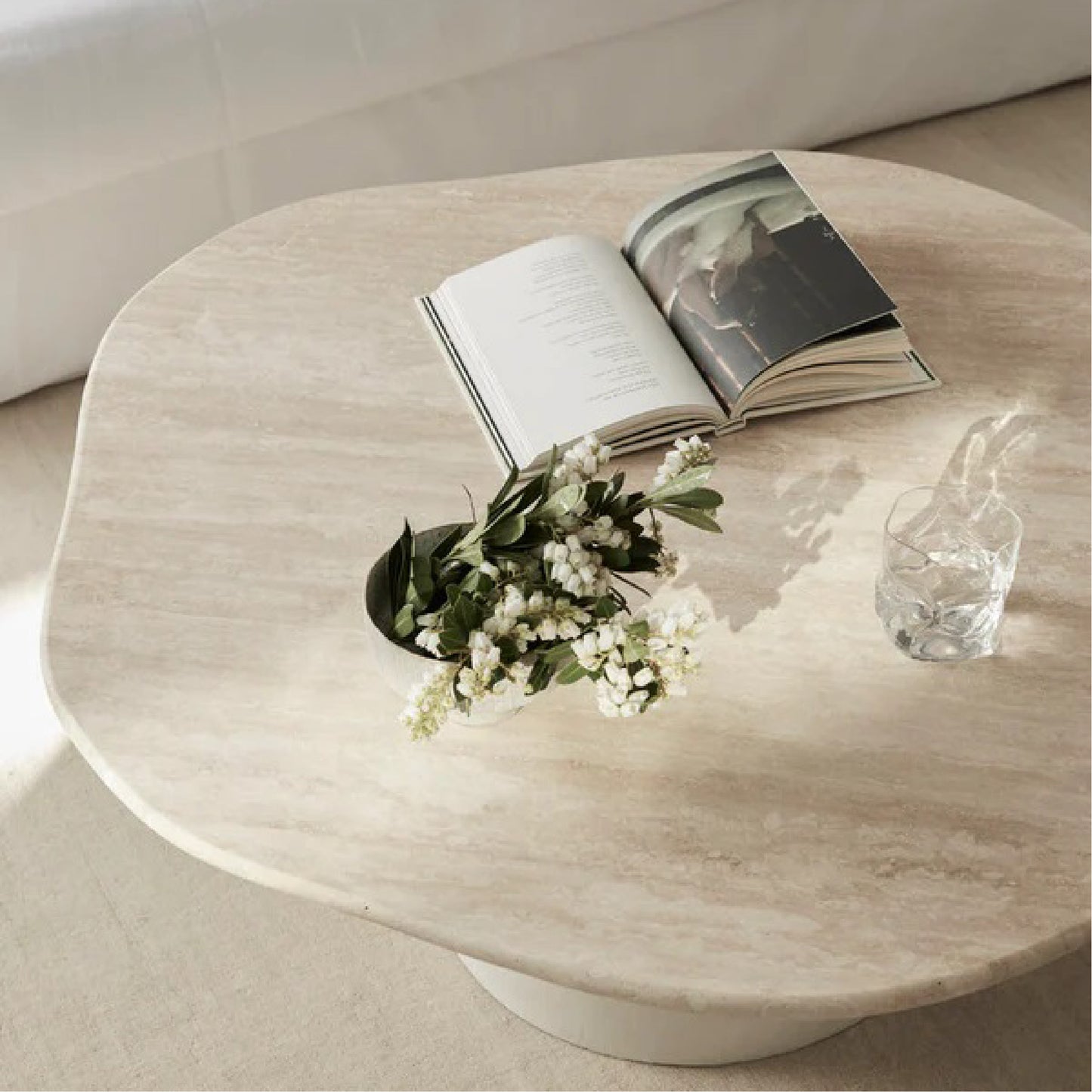 Anwar Travertine Marble Coffee Table